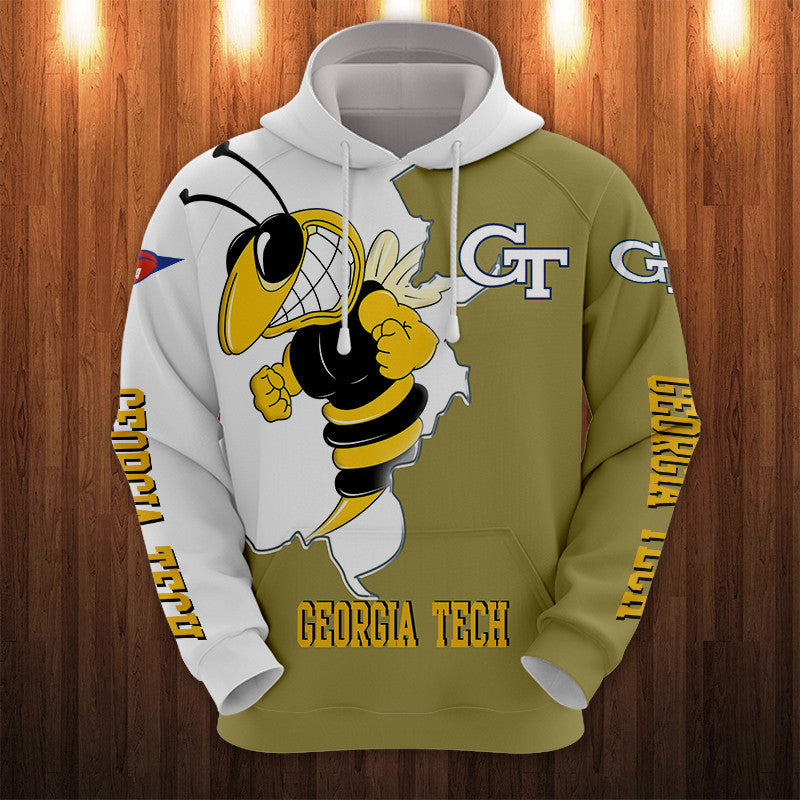 Georgia Tech Yellow Jackets Hoodie With Buzz Mascot Print